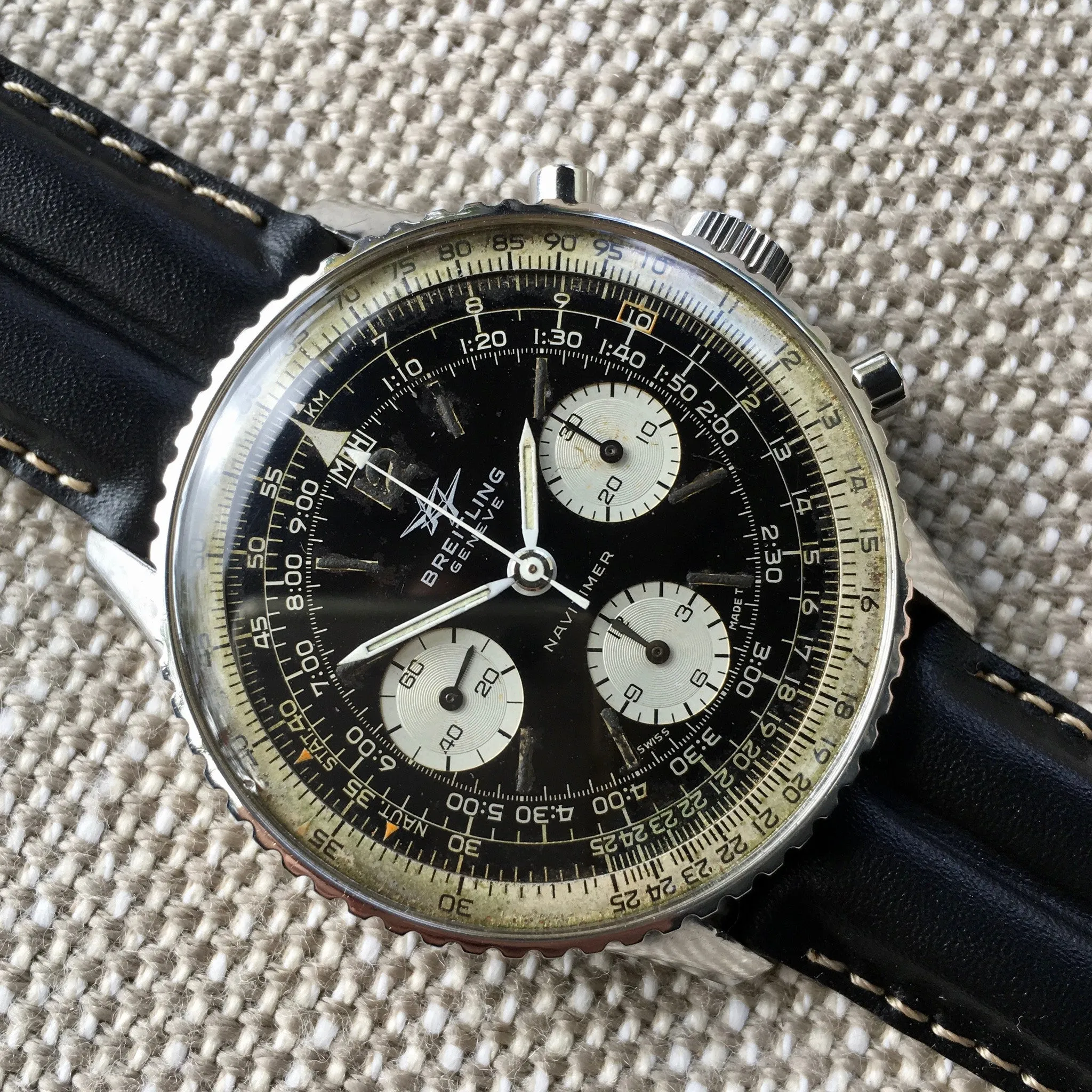 Vintage Breitling Navitimer 806 Steel Chronograph Venus 178 1968 Wristwatch