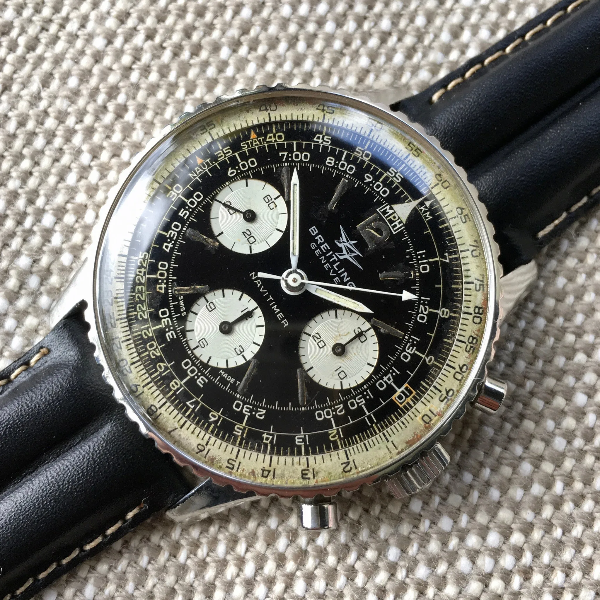 Vintage Breitling Navitimer 806 Steel Chronograph Venus 178 1968 Wristwatch