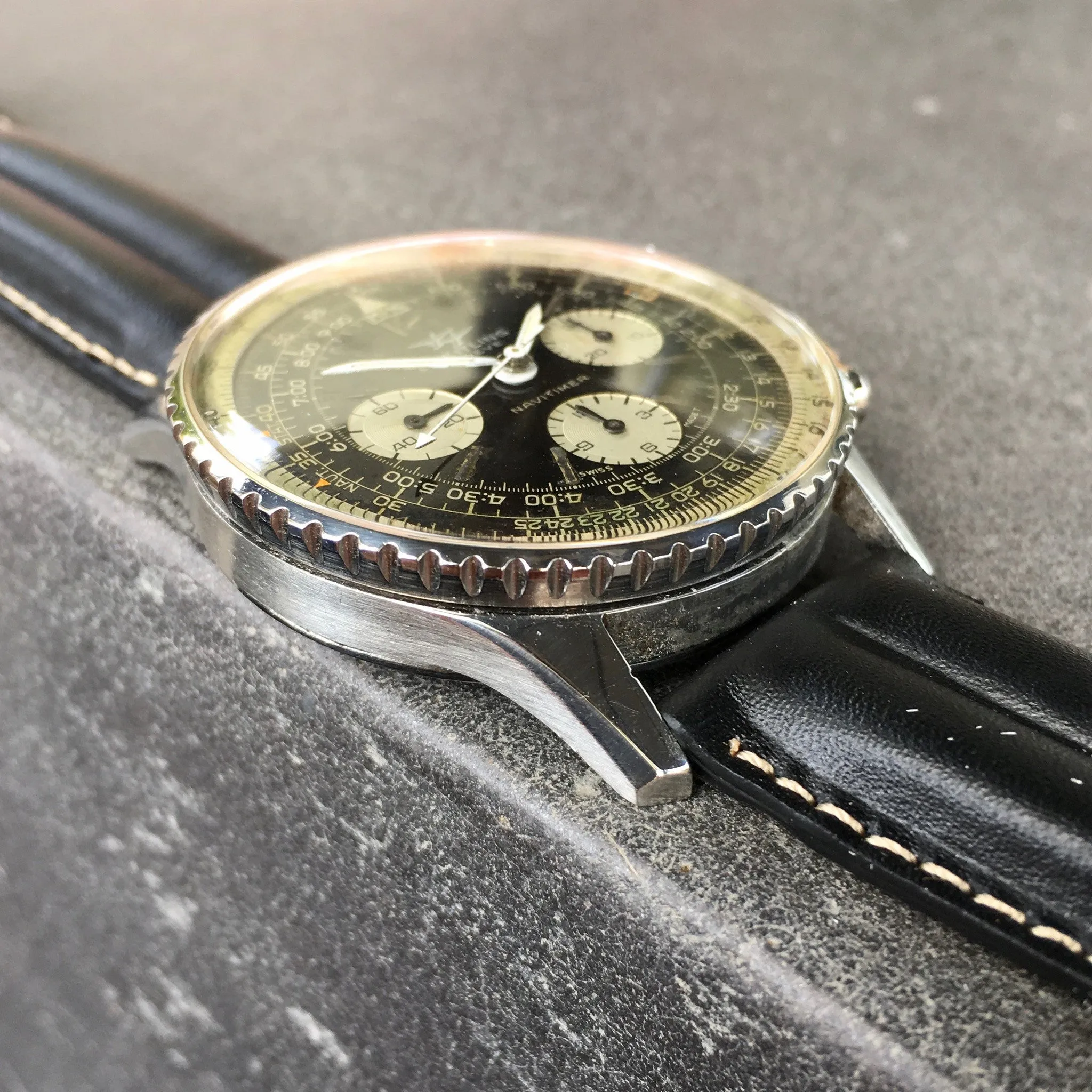 Vintage Breitling Navitimer 806 Steel Chronograph Venus 178 1968 Wristwatch