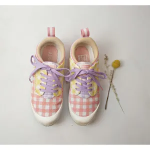 Volley x Kip & Co cute pink and white gingham shoes with yellow and white detail size 9