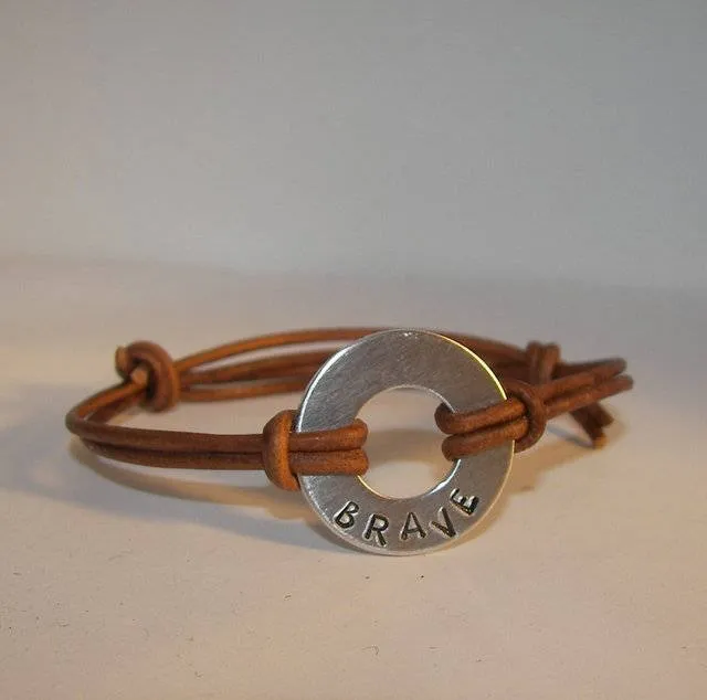 washer bracelet, word of the year gift, personalized hand stamped washer,  pick your word bracelet, handstamped jewelry, kids name bracelet