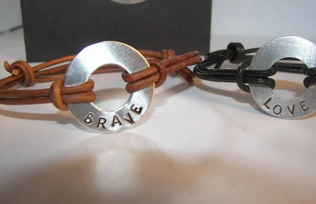 washer bracelet, word of the year gift, personalized hand stamped washer,  pick your word bracelet, handstamped jewelry, kids name bracelet