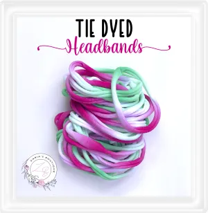 ⋅ Watermelon Tie Dye Stretchy Nylon Headbands ⋅ Pack of 5