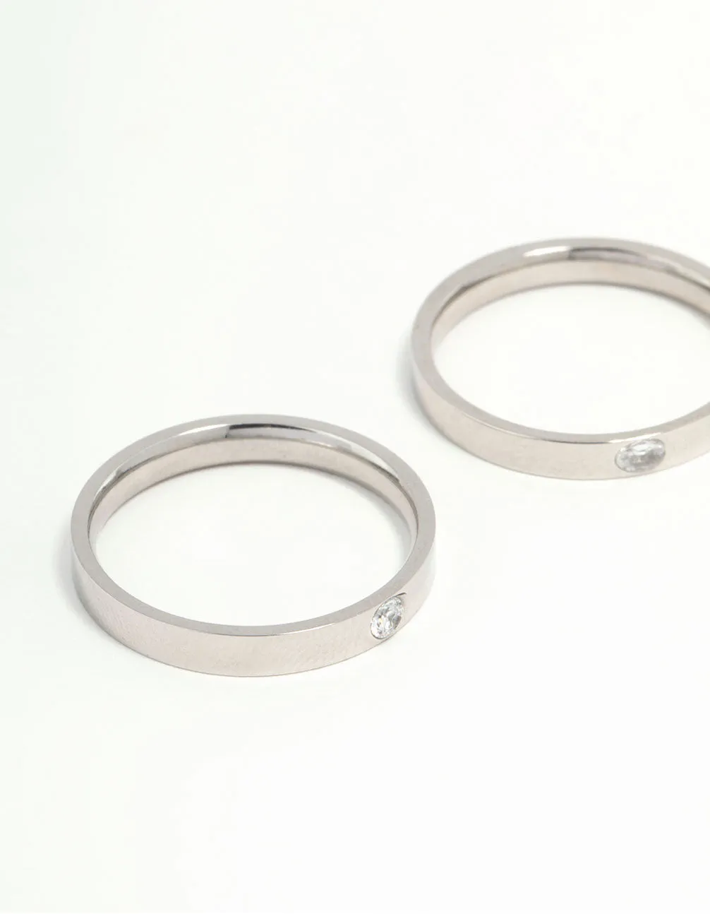 Waterproof Stainless Steel Cubic Zirconia Rings 3-Pack