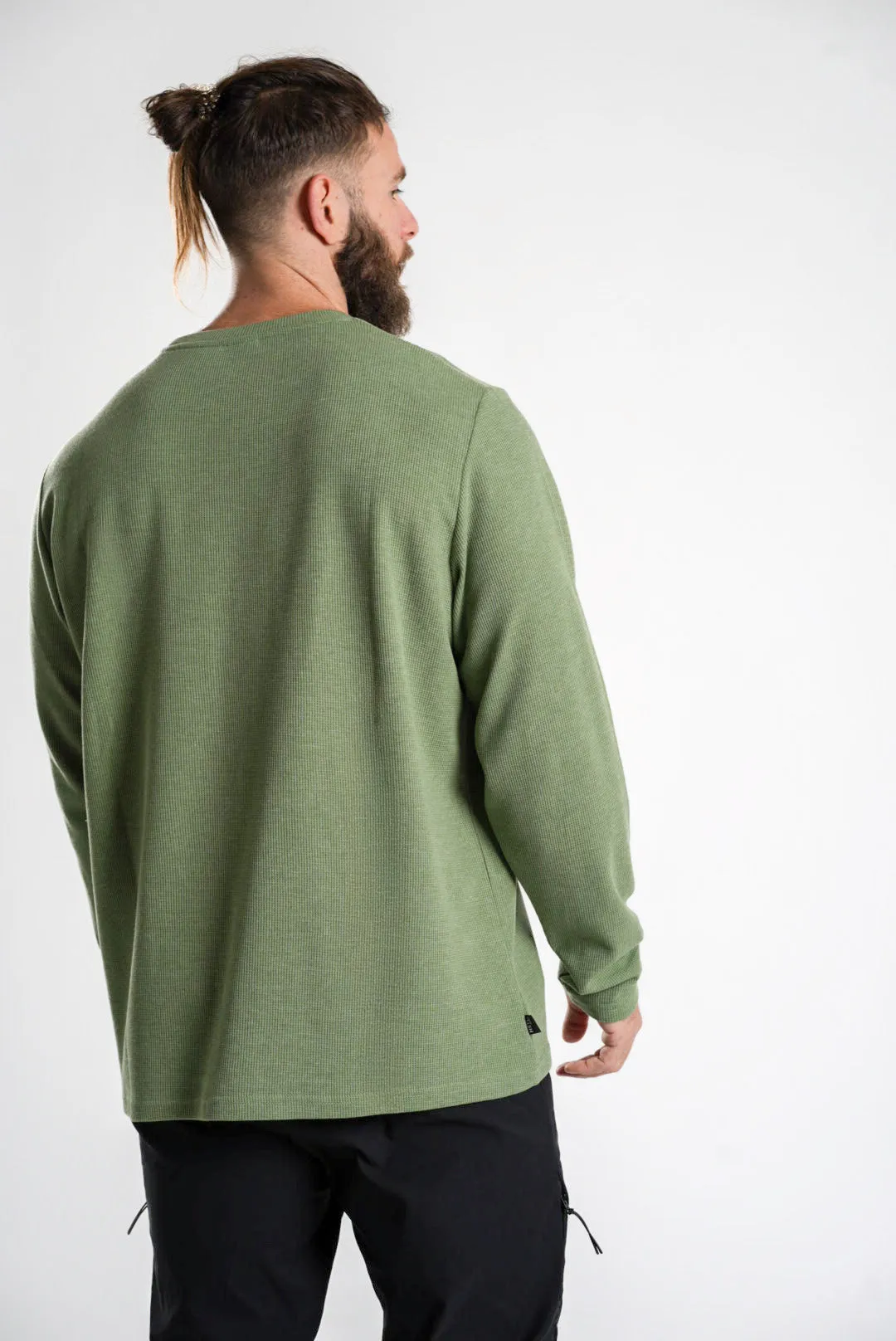Woven Patch Long Sleeve Waffle Tee