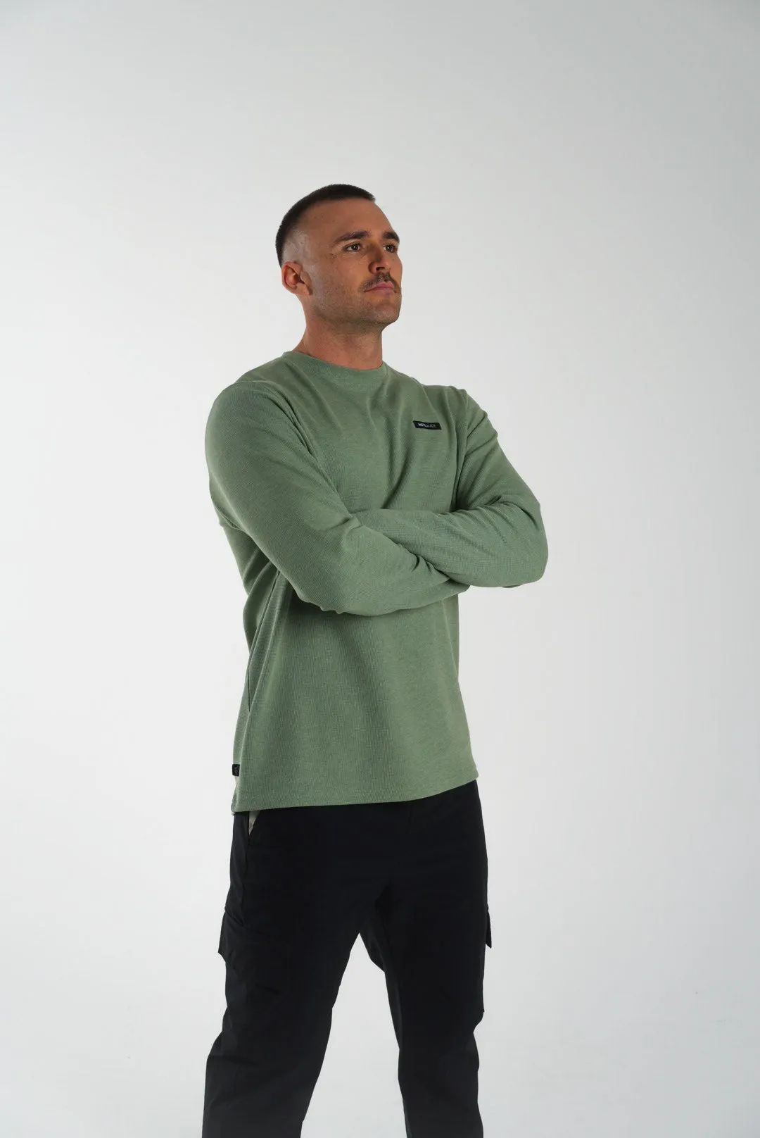 Woven Patch Long Sleeve Waffle Tee