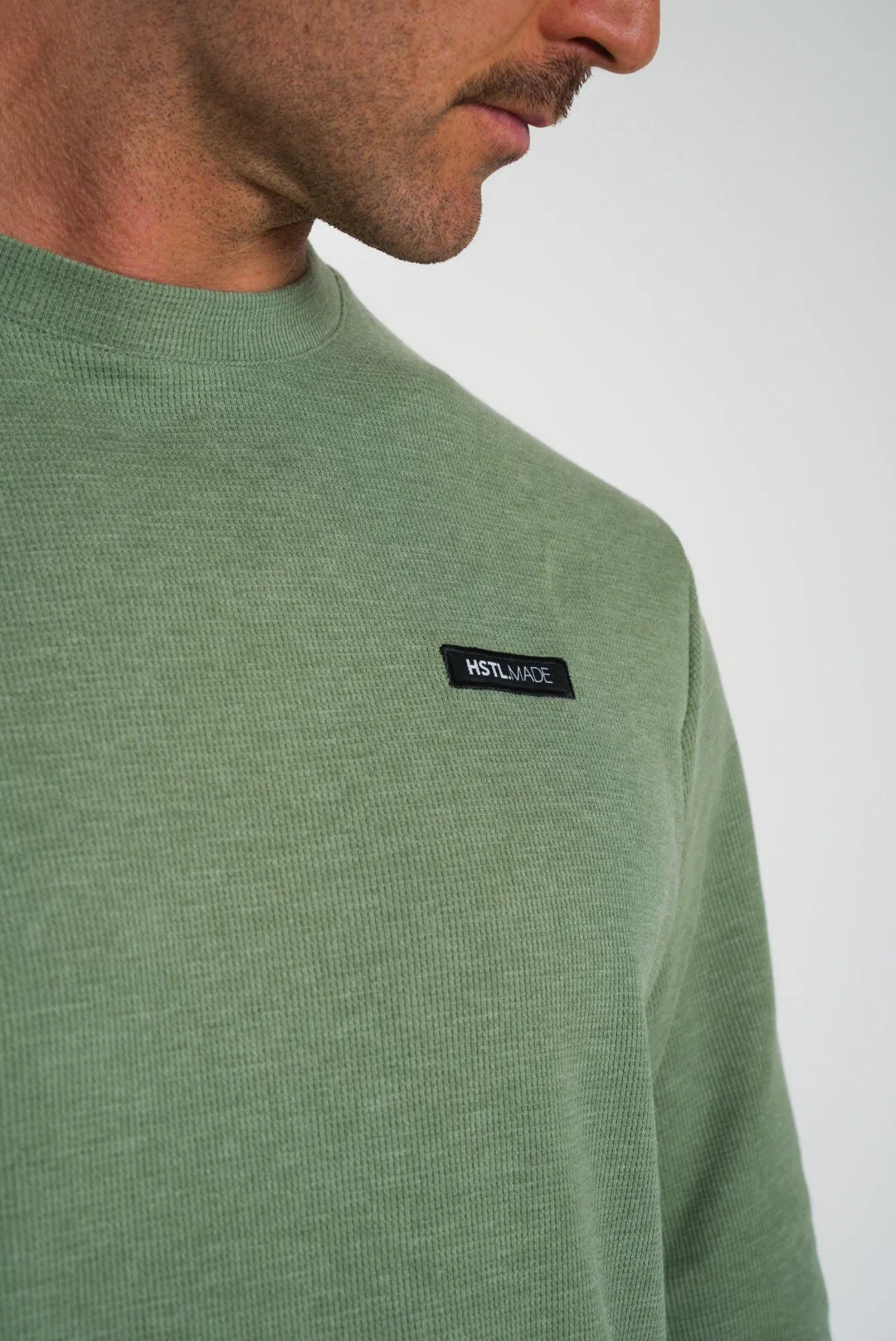 Woven Patch Long Sleeve Waffle Tee