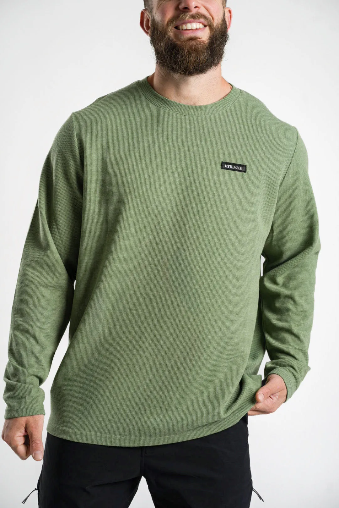 Woven Patch Long Sleeve Waffle Tee