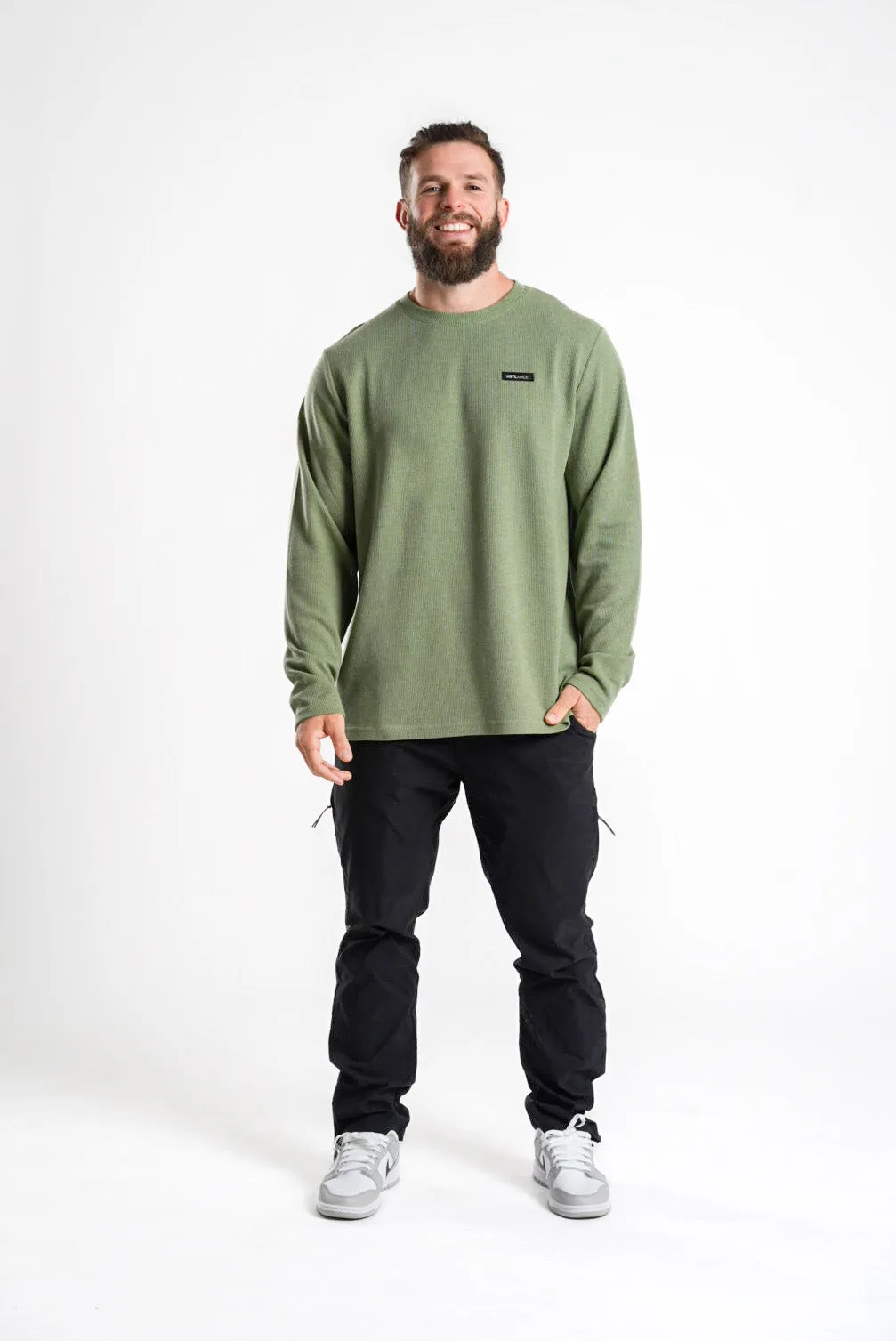 Woven Patch Long Sleeve Waffle Tee