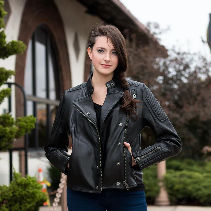 Zena - Women's Fashion Lambskin Leather Jacket (Anthracite Gray)