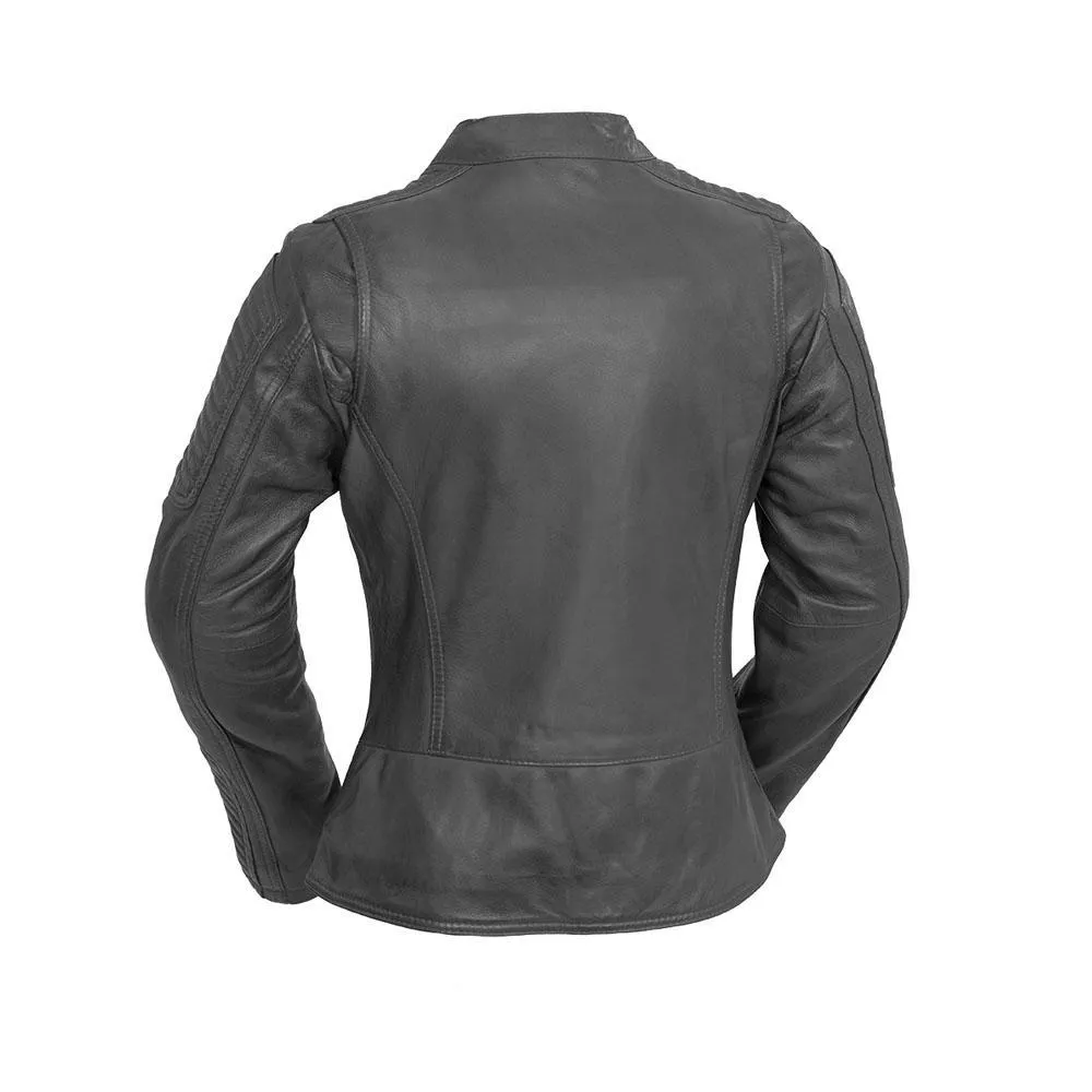 Zena - Women's Fashion Lambskin Leather Jacket (Anthracite Gray)